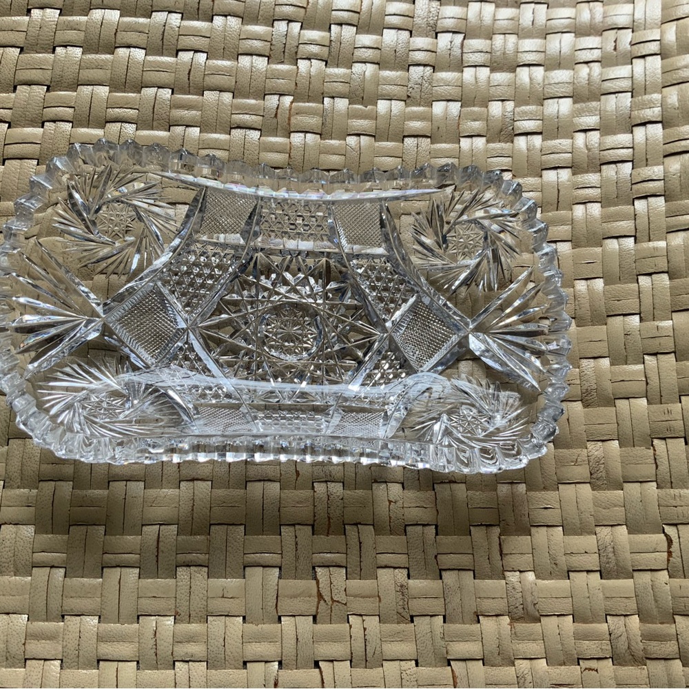 Crystal Cut Glass Dish Large American Brilliant